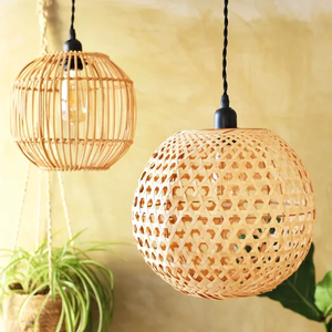 Wholesale Handwoven Bamboo Pendant Lampshade Open Weave Ceiling Lamp <b>Cover</b> Natural Bamboo <b>Lighting</b> for Home Decor OEM ODM - Product Image 2