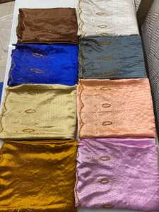 Somali Bridal Dirac Gougra Satin 100% <b>Silk</b> Lightweight Woven 60GSM Eco-Friendly Fabric Floral Pattern High Quality Bedding - Product Image 1