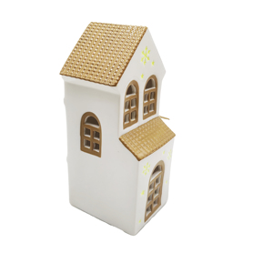 Farol de Cerámica Esmaltada con Diseño de Casa de Pueblo Nórdica para Navidad, Decoración de Mesa LED, Adorno Festivo al por Mayor OEM ODM - Product Image 6