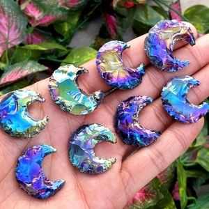 Colgante de cristal de obsidiana de lujo con aura arcoíris, piedra de alta calidad para joyería, venta al por mayor - Product Image 1