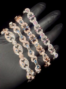 Premium handcrafted moissanite chain bracelets in <b>rose</b> <b>gold</b> and white <b>gold</b> finish designed for bridal fashion and luxury styling - Product Image 4