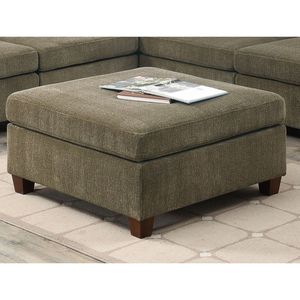 Divano Angolare Modulare Contemporaneo in Tessuto Chenille Color Beige con Pouf per Arredamento Soggiorno - Product Image 4