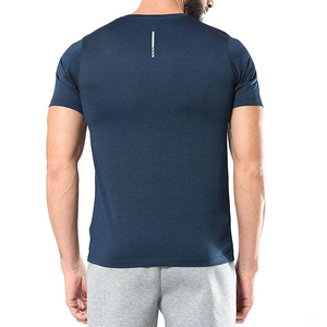 T-shirt de sport pour homme, coupe ajustée, manches courtes, col rond, séchage rapide, couleur unie, jersey tricoté en polyester, vêtements décontractés pour l'entraînement - Product Image 6