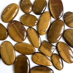 Cabochon en œil de tigre jaune naturel, pierre précieuse polie, forme ovale et irrégulière, haute qualité, pierre de créateur pour la fabrication de bijoux - Product Image 4