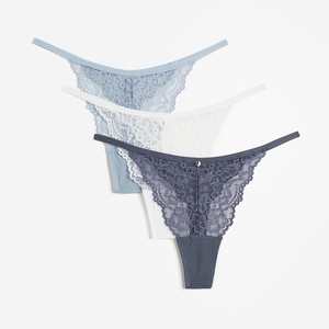 Culotte string sexy sans couture pour femme, tricotée, antibactérienne, taille haute, avec élasthanne, séchage rapide, lavable en machine - Product Image 1