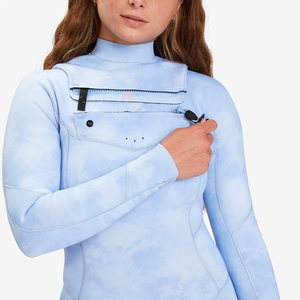 Traje de Neopreno de 2 Piezas para Mujer, Cuello Alto, Manga Larga, Degradado Azul y Negro, Parches en las Rodillas, Elástico, Secado Rápido, Logotipo Frontal, Traje de Baño - Product Image 6