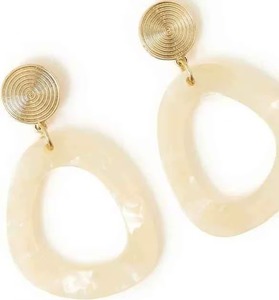 Pendientes de Lágrima Abiertos Minimalistas de Resina, Artesanía de Resina Cremosa, Pendientes de Lágrima de Resina Crema - Product Image 3