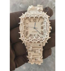 Montre à Quartz pour Homme Premium Moissanite Diamant Sertie Style Antique Business Hip Hop Bling Cadran en Verre Prix Bas Achat en Gros - Product Image 1