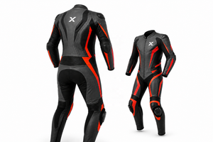 X Sport Racing One-Piece Leather Motorcycle <b>Suit</b> | Black <b>Red</b> Gray | X Logo | OEM ODM Manufacturer | Premium Design | Racing Wear - Product Image 6