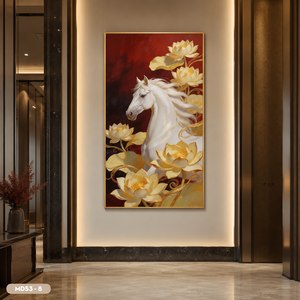Cuadro de espejo con caballos galopantes de la marca HALO, pintado a mano en Vietnam, arte decorativo para pared, hecho en Vietnam. - Product Image 4