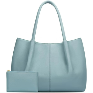 Ensemble de sacs à main de luxe pour femmes en cuir de vachette avec finition grainée douce, longues poignées élégantes et pochette zippée pratique - Product Image 1