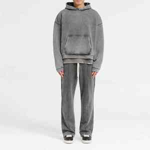 Ensemble de survêtement unisexe 2 pièces épais, coupe oversize et courte, style streetwear, avec sweat à capuche personnalisé délavé à l'acide et respectueux de l'environnement - Product Image 6