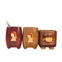 Tempat Pena Kerajinan Kayu Walnut Kreatif Mutiara Gadis Belajar Vintage Hadiah Premium Kayu Solid Seni Dekoratif Hadiah Ulang Tahun