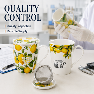 Tazza da Tè in Ceramica con Design Personalizzato al Limone, Infusore e Filtro in Acciaio Inox, Tazze Premium con Filtro per Tè - Product Image 2