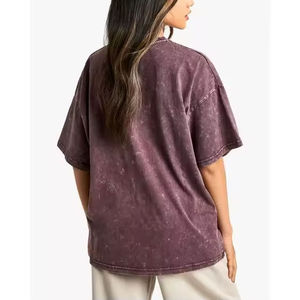 New Design 100% Cotton Women's T-Shirt with Custom Brand Logo Summer Eco-Friendly Quick Dry Short Sleeve acid wash T-Shirts - Product Image 4