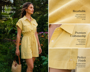 Combinaison courte en coton pour femme, style cargo, boutonnée, décontractée, d'été, avec poches, vêtements pour femmes - Product Image 6