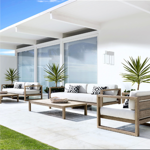 Canapé en teck avec mousse souple, élastique et durable pour deux personnes, style moderne - Product Image 2