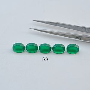 พลอยออนิกซ์สีเขียวธรรมชาติคุณภาพสูง ขนาด 6 มม. 8 มม. ทรงรีเจียระไน ประกายเงางาม จากผู้ผลิตโดยตรง สำหรับทำเครื่องประดับออนิกซ์ - Product Image 3