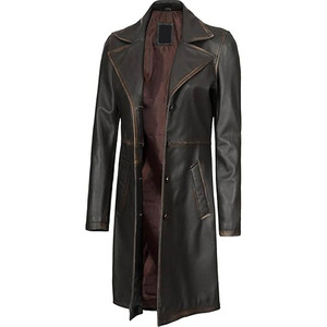 Abrigo Largo de Cuero para Hombre, Abrigo de Cuero de Invierno, Precio de Mayoreo, Buena Calidad, Bolsillos Laterales - Product Image 1