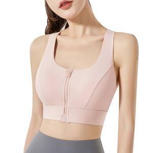 Soutien-gorge de sport basique à fermeture éclair frontale, anti-affaissement, à coussinet unique, pour yoga et entraînement en salle de sport, antichoc - Product Image 2