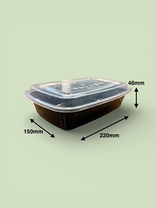 Barquette à compartiment unique de 32 oz en PP de qualité alimentaire, écologique, compatible micro-ondes, avec couvercle compostable, sans BPA, rectangulaire, norme américaine, à emporter - Product Image 5