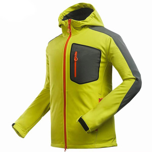 Veste softshell à capuche pour homme, color block, doublée polaire, imperméable, coupe-vent, pour l'extérieur, rouge, noir, vert, personnalisable OEM - Product Image 6