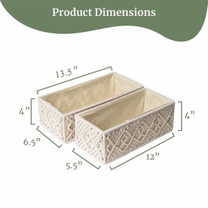 Handmade Macram <b>White</b> Cotton Rope <b>Storage</b> <b>Basket</b> Set of 2 with Multi-Purpose Decorative Shelf Organizer for Home Kitchen Bedroom - Product Image 2