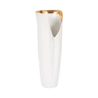 Jarrón Minimalista de Metal Blanco con Interior Dorado para Decoración Moderna del Hogar