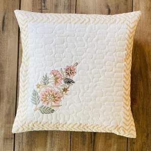 Housse de coussin carrée décorative en coton imprimé à la main en Inde, 40 x 40 cm - Product Image 1