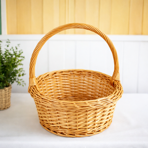 Handle <b>Bamboo</b> Rattan Storage <b>Basket</b> Handcrafted Eco-Friendly 4-5L Capacity Classical Style Kitchen Multi-Purpose Neatening Use - Product Image 1