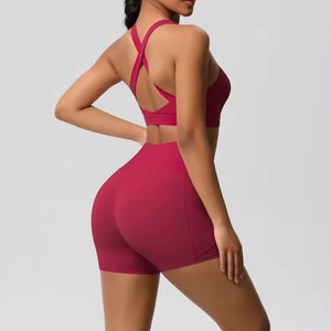 Conjunto Deportivo Estilo Vintage para Yoga, con Bolsillos, Bra Deportivo Cruzado y Leggings de Gimnasio, Spandex/Algodón, Secado Rápido, Transpirable y Ecológico - Product Image 5