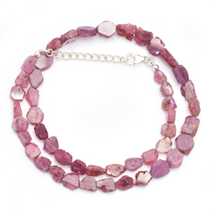 Collier Classique en Saphir Rose Naturel, Argent Sterling 925, Bijou Fait Main en Pierre Précieuse, Tendance pour Femme, 15,5 Pouces, Unique et de Haute Qualité - Product Image 3