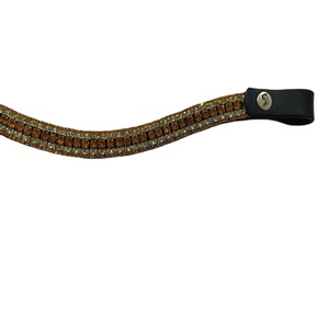 Banda de cuero para la frente de lujo de calidad superior con cadena de cristal dorado de 5 filas y botón a presión para bucles en Fabricante Mayorista - Product Image 1