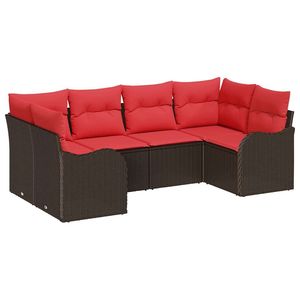 Brown Synthetic Poly <b>Rattan</b> Garden <b>Sofa</b> Set With Cushions <b>Outdoor</b> Furniture Contemporary Style - Product Image 2