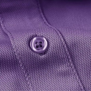 Men's Purple Short Sleeve Oxford Polo Shirt With <b>Chest</b> Pocket Casual Style Solid Color Woven Fabric - Product Image 3