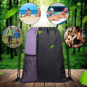 Bolsa Deportiva Impermeable Unisex con Cordón Ajustable, Modelo LS-1073 de Lamatex Sports, Color Personalizado, Estilo Art Nouveau, con Bolsillo con Cremallera y Panel Lateral de Malla (Personalizable) - Product Image 5