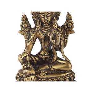 Fait à la main 4 pouces déesse vert Tara Sculpture en laiton article de petite taille fabriqué en Inde pour les cadeaux - Product Image 3