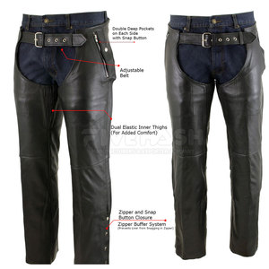 Chaps en cuir pour hommes de haute qualité, durables, lavés, vente en gros, meilleur prix, logo personnalisé imprimé sur les chaps en cuir - Product Image 5