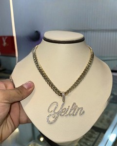 Custom Moissanite Diamond Sterling <b>Silver</b> Ice Out YEILIN <b>Initial</b> Name Letter Pendant At Best Wholesale Price Manufacturing India - Product Image 1