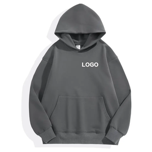 Sweat-shirts à capuche unisexes en polyester/coton épais 500G pour l'hiver, couleur unie, coupe classique avec poche, collection automne - Product Image 4