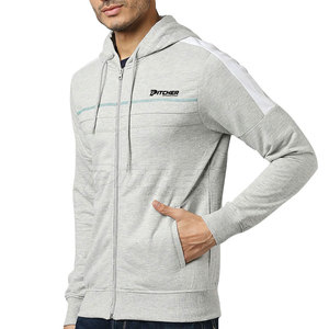 Sudaderas con capucha y cremallera de estilo urbano para hombre, con ajuste relajado, cremallera frontal completa y capucha con cordón ajustable para uso diario informal. - Product Image 2