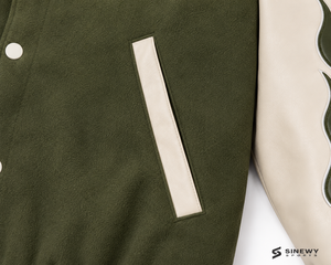 เสื้อแจ็คเก็ตวาร์ซิตี้กันน้ำสีเขียวสำหรับผู้ชาย SINEWY SPORTS ปักลายตัวอักษร LA รูปต้นปาล์ม แขนเสื้อลายเปลวไฟ สไตล์ลำลองสำหรับฤดูใบไม้ร่วง - Product Image 4