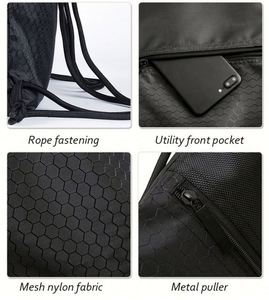 Custom <b>Drawstring</b> Bag Oxford Waterproof Bag Zipper Pocket Light Bagpack Sports Knapsack <b>Drawstring</b> <b>Backpack</b> - Product Image 6