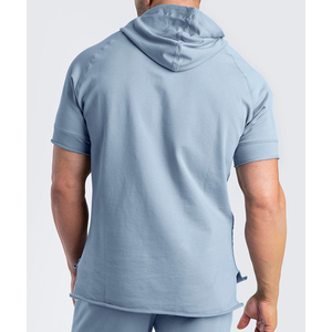 High Quality Hoodie 100% Cotton Pullover Muscle Fit Short Sleeve Men's <b>Hoodies</b> Yoga Gym Fitness <b>Workout</b> Short Sleeve <b>Hoodies</b> - Product Image 6
