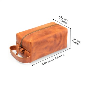 กระเป๋าใส่เครื่องสำอางหนังแท้แบบพกพาสำหรับเดินทาง  งานแฮนด์เมด  สำหรับใส่เครื่องสำอาง  โกนหนวด  ผลิตจากวัสดุ PC ทนทาน - Product Image 3