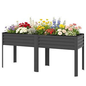 Fioriera Rialzata Quadrata Zincata 180x56x80 cm con Barre Rinforzate e Tessuto Non Tessuto, Grande Vaso da Giardino con Gambe - Product Image 1