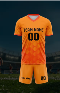Conjunto de Camiseta de Fútbol con Cuello en V, Manga Corta, Naranja, Impresión por Transferencia de Calor, Poliéster, Nombre del Equipo 00, Unisex, Absorbe la Humedad, para Todas las Temporadas - Product Image 4