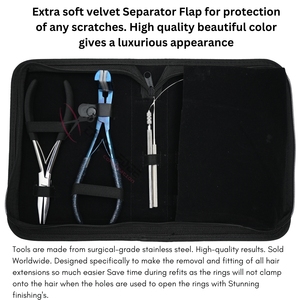 New Hair Extension Tools Kit with Tape In Hair Plier Salon Trimmer silver Weaving Needles Hair Clamps with 7 Flat Crimping Plier - Product Image 5
