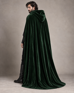 Capa con Capucha de Terciopelo Verde Oscuro para Hombre, Estilo Medieval Renacentista, Disfraz de Capa Larga para TV, Cine, Fantasía, LARP, Ropa para Adultos - Product Image 4