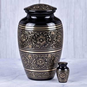 Urna Funeraria de Latón con Diseño Floral Azul y Dorado, Acabado Brillante, para Cenizas Humanas, Almacenamiento Conmemorativo y Exhibición en el Hogar - Product Image 6